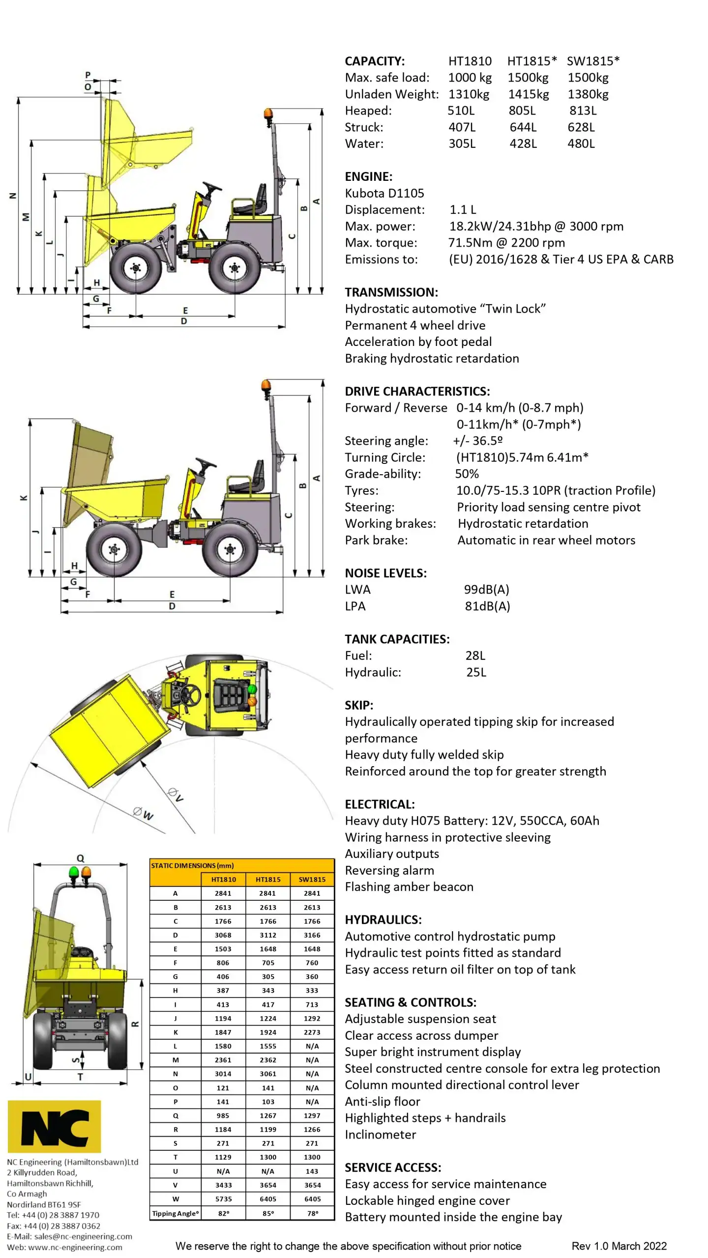 HT 1810 Spec Sheet