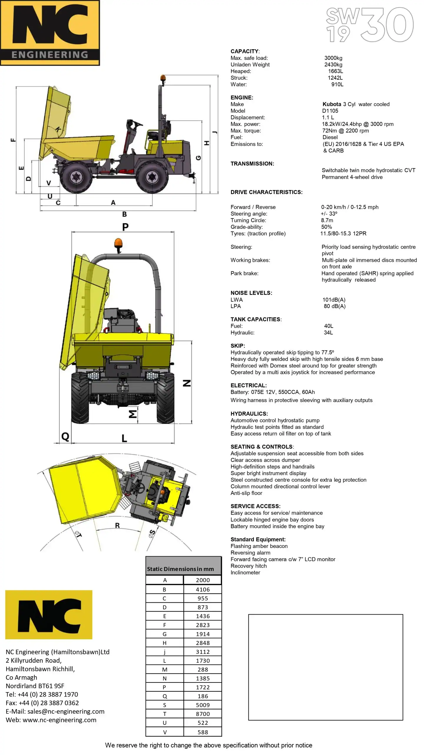 SW1930 Spec sheet