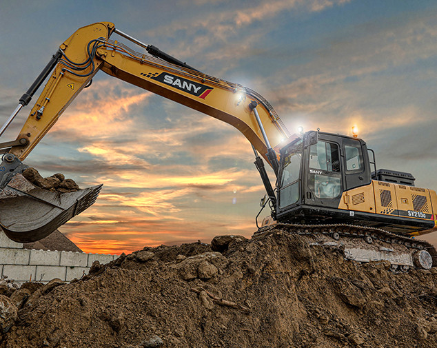 SY215LC with dramatic sky background